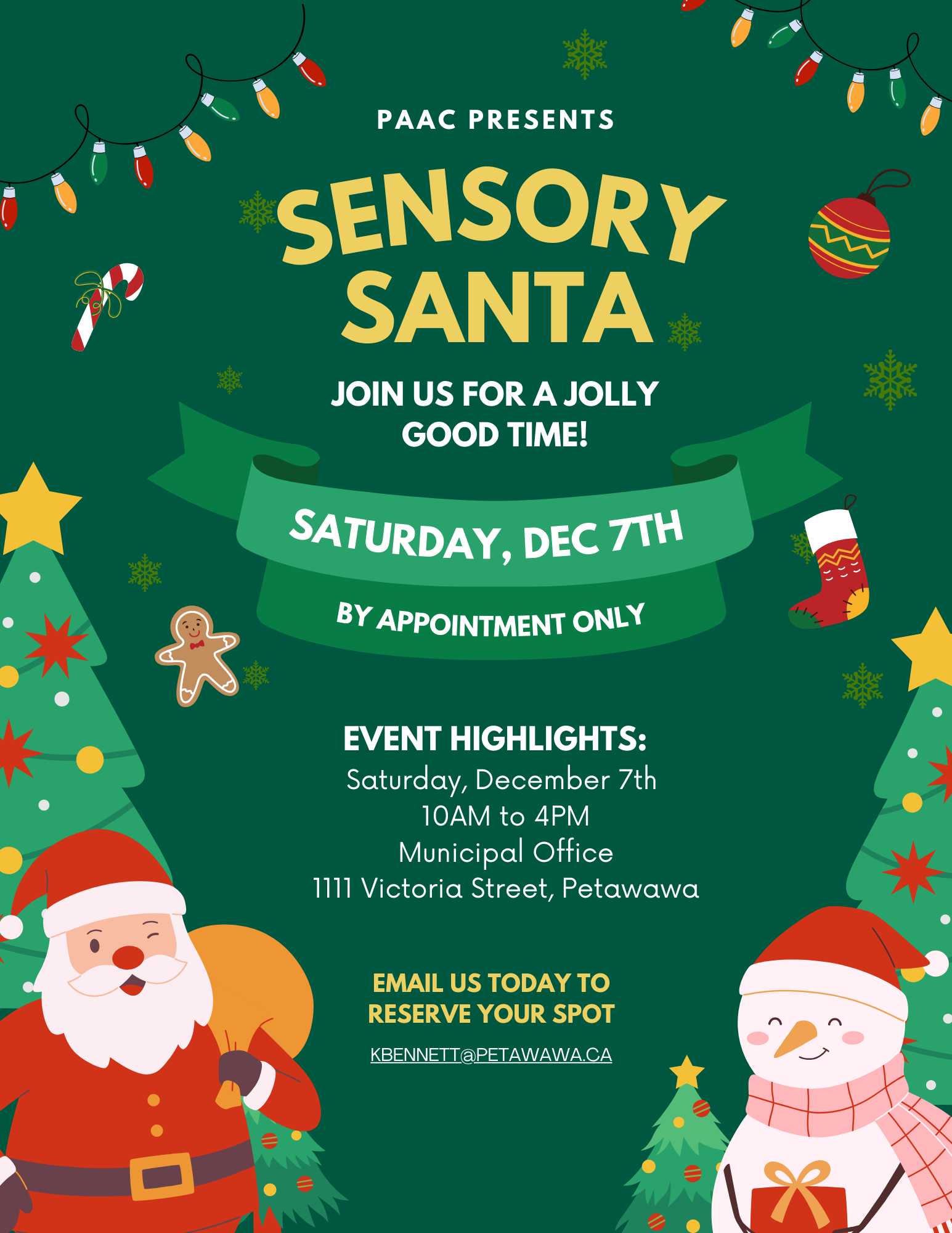 sensory santa poster, paac event, meet santa