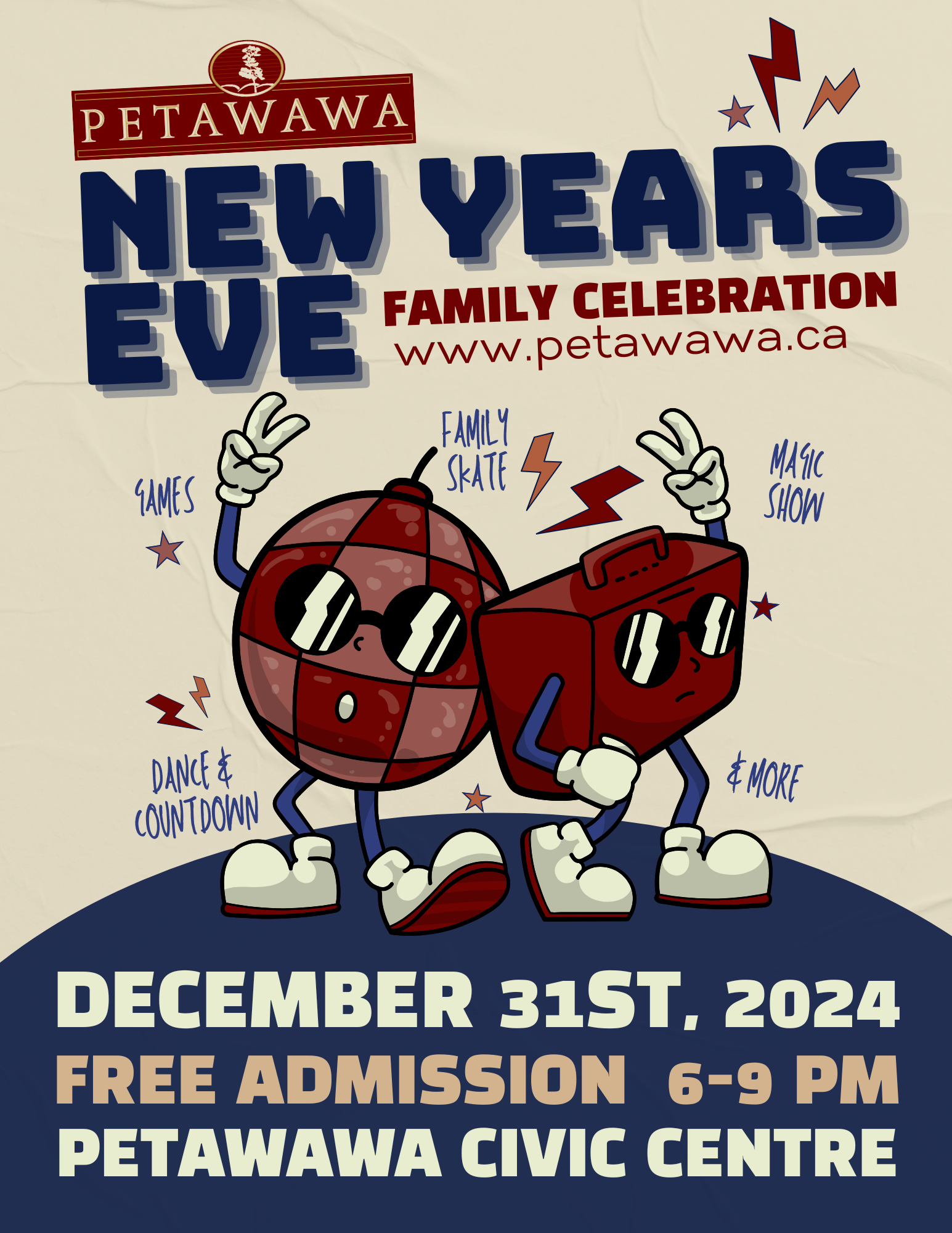 a poster featuring New Year's Eve events planned for Petawawa