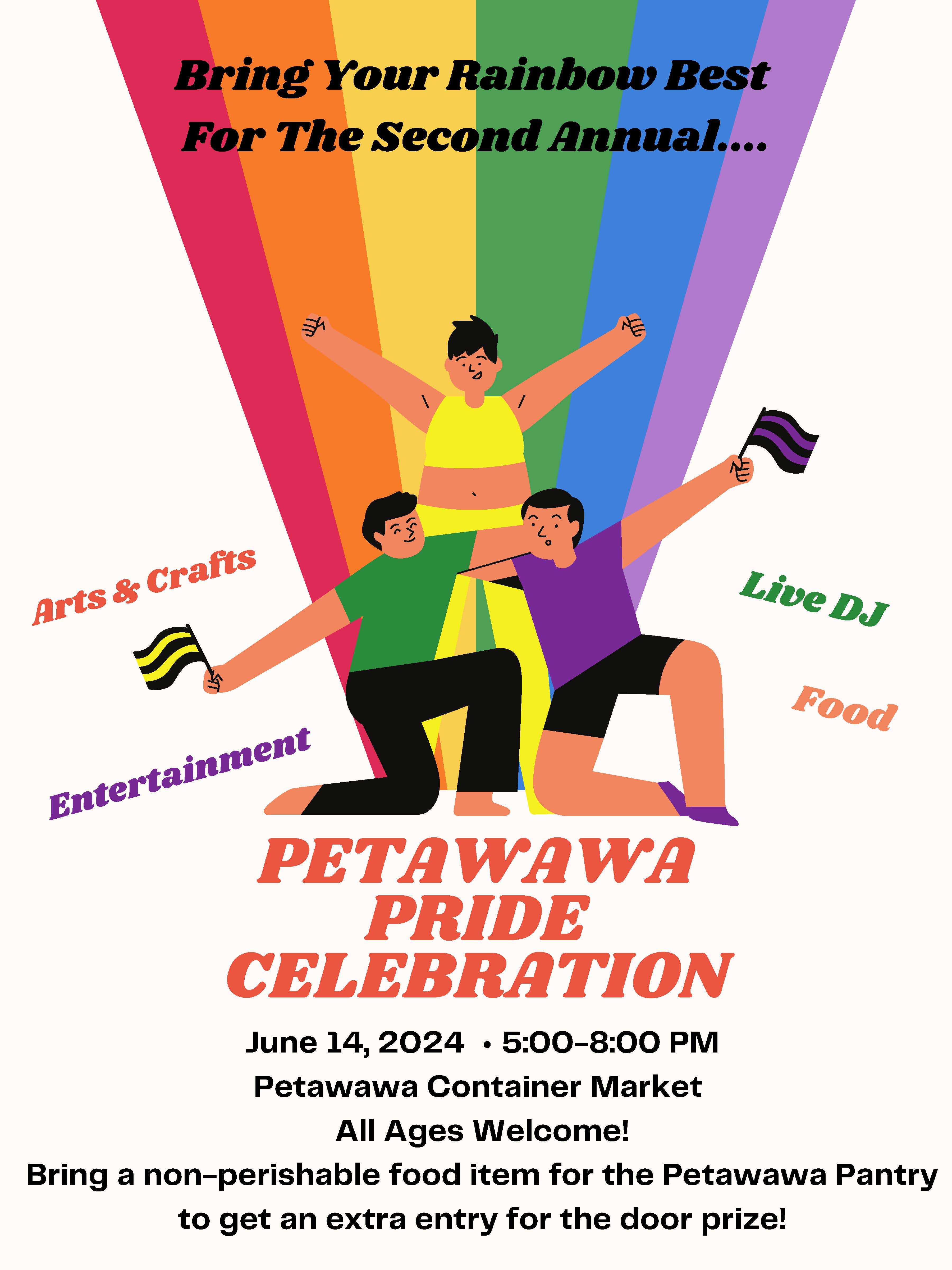 petawawa pride poster, june 14, 2024, colourful rainbow