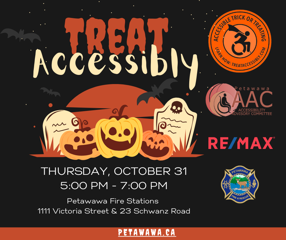 treat accessibly sign, happy pumpkin, 2024 trick or treating