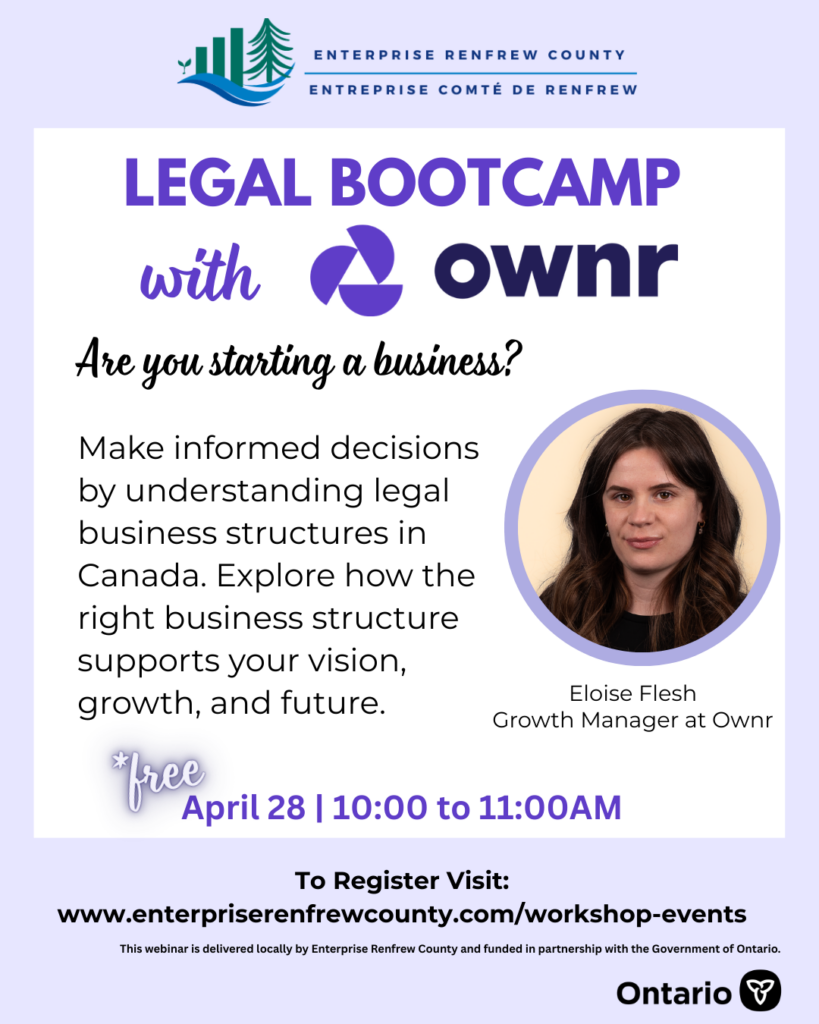 Poster for event called Legal Bootcamp with OWNR