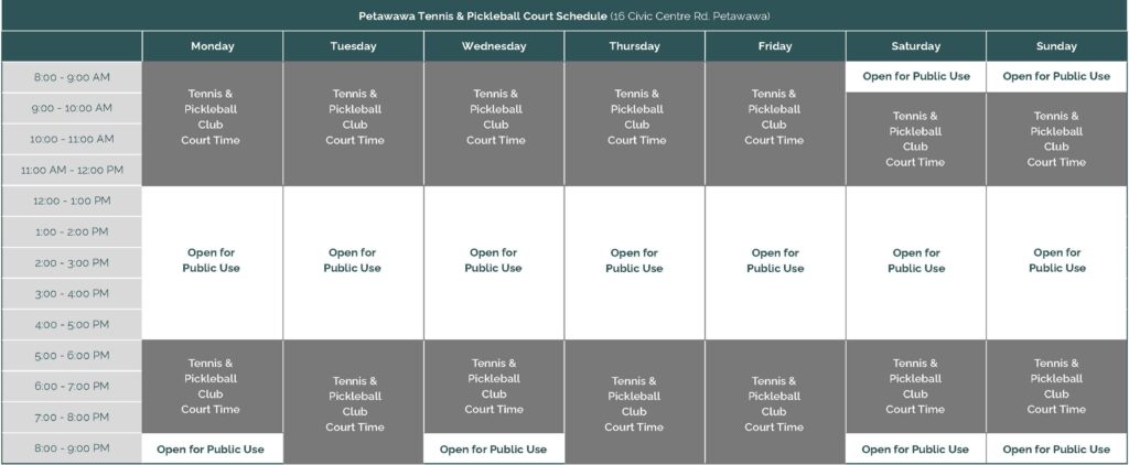 Tennis & Pickleball Court Schedule